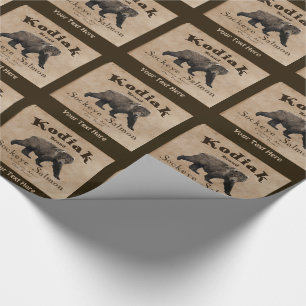 Vintage Kodiak Salmon Label Wrapping Paper