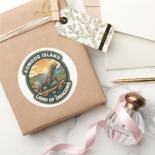 Vintage Komodo Island National Park Indonesia Retr Classic Round Sticker