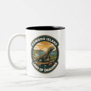 Vintage Komodo Island National Park Indonesia Retr Two-Tone Coffee Mug