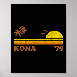Vintage Kona Hawaii Beach Retro Hawaiian Surfing 7 Poster