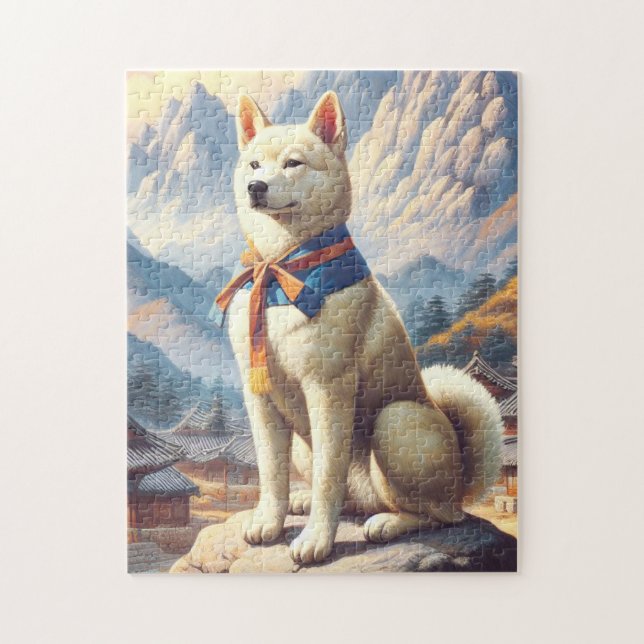 Vintage Korean Jindo Illustration Jigsaw Puzzle (Vertical)