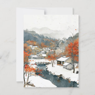 Vintage Korean Watercolor Painting Postcard