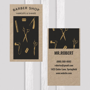 Vintage Kraft Barber Hairdresser Salon Vertical Business Card