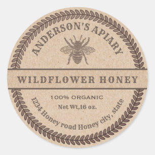 Vintage Kraft  bee apiary honey jar label