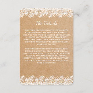 Vintage Kraft Floral Lace Guest Information Card