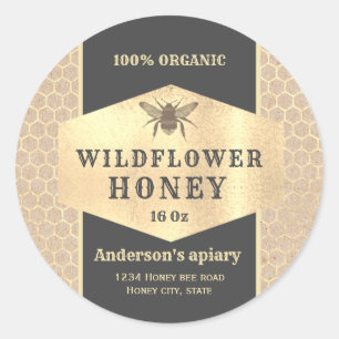 Vintage Kraft  gold honeybee honey jar label