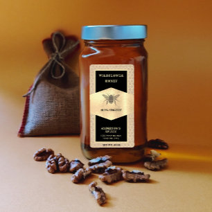 Vintage Kraft gold honeybee  honey jar label