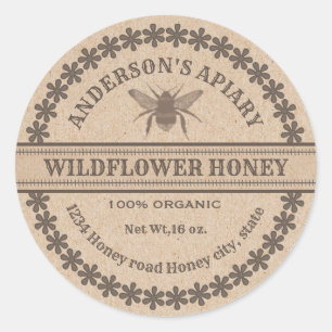 Vintage Kraft honeybee apiary honey jar label