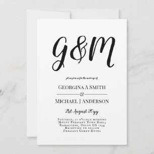 Vintage Kraft Monogram Typography Wedding Invitation
