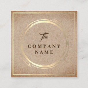 Vintage Kraft PRINTED Social Square Business Card