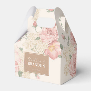 Vintage Kraft Rose Garden Floral Names Wedding Favour Box