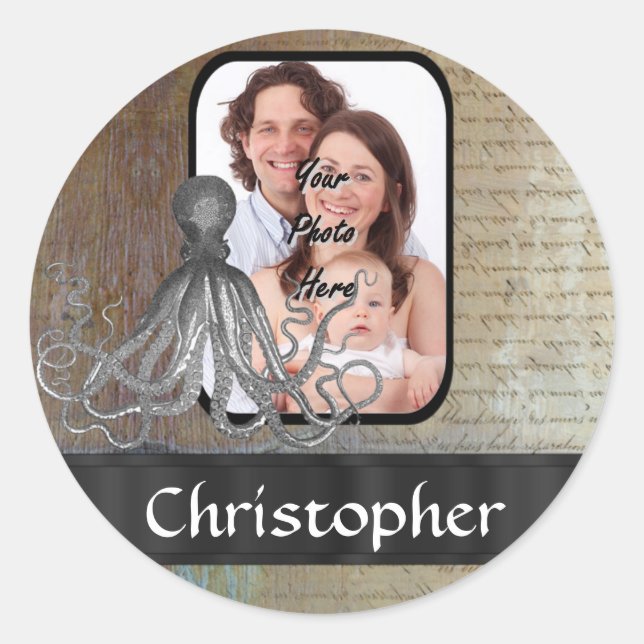 Vintage Kraken octopus Classic Round Sticker (Front)