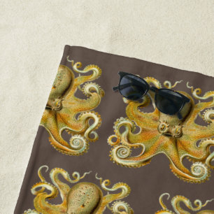 Vintage Kraken, Octopus Gamochonia, Ernst Haeckel Beach Towel