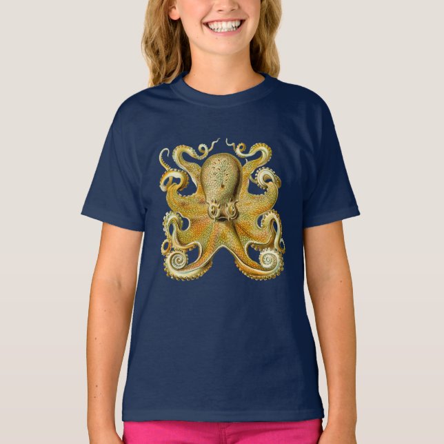 Vintage Kraken, Octopus Gamochonia, Ernst Haeckel T-Shirt (Front)