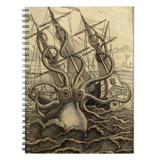 Vintage Kraken Print Notebook (Front)