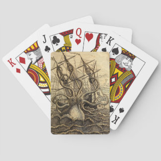 Vintage Kraken Print Playing Cards