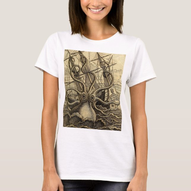 Vintage Kraken Print T-Shirt (Front)