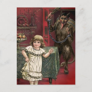 Vintage Krampus and Child Postcard
