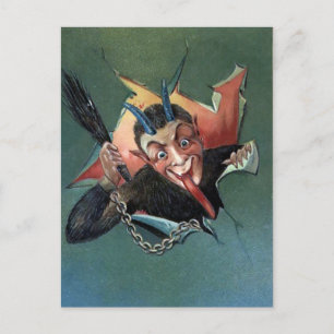 Vintage Krampus Break Through Postcard