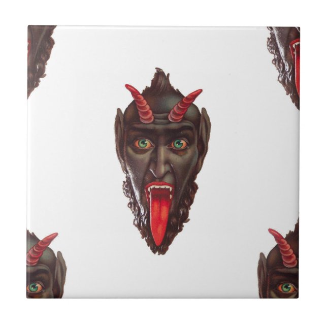 vintage krampus ceramic tile (Front)