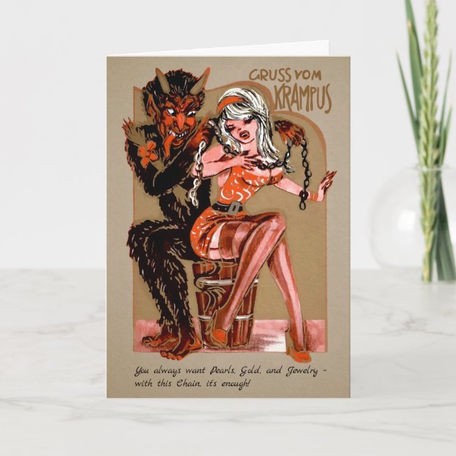 Vintage Krampus Chain Christmas Card (Front)