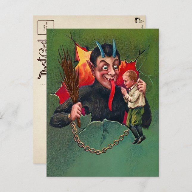 Vintage Krampus Holding Child Postcard (Front/Back)