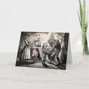Vintage Krampus Scaring Children Holiday Card
