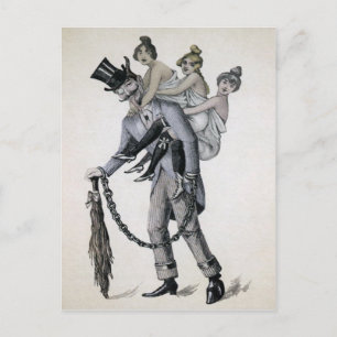 Vintage Krampus With Ladies Postcard