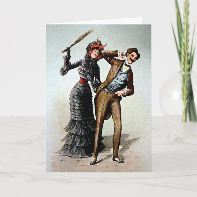 Vintage Krampus WomanHoliday Card (Front)