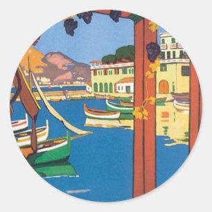 Vintage La Cote D'azur Classic Round Sticker