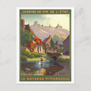 Vintage La Mayenne (France) Travel Poster Postcard