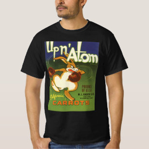 Vintage Label Art Boxing Rabbit, Up n Atom Carrots T-Shirt