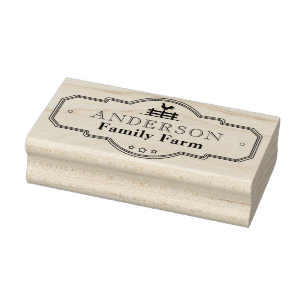 Vintage Label Border Decorative Family Farm Rubber Stamp