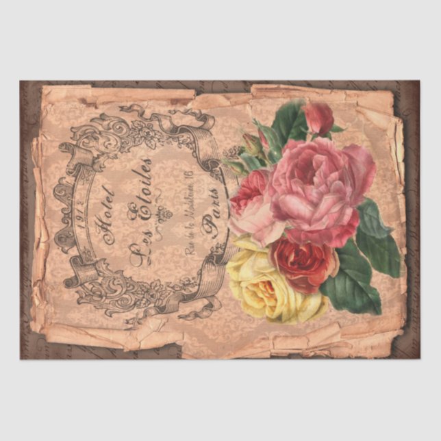 Vintage Label & Illustrations Shabby Chic Tissue P Paper (Front)