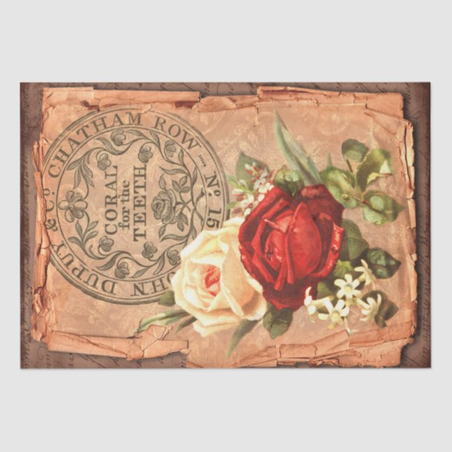 Vintage Label & Illustrations Shabby Chic Tissue Paper (Front)