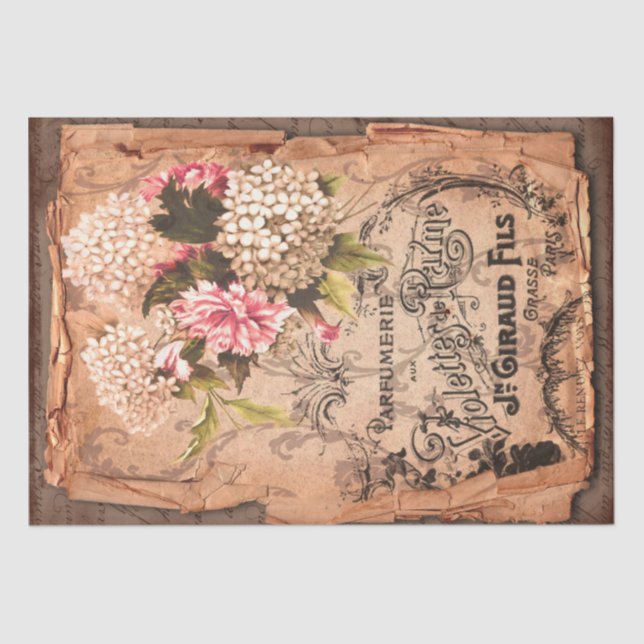 Vintage Label & Illustrations Shabby Chic Tissue Paper (Front)