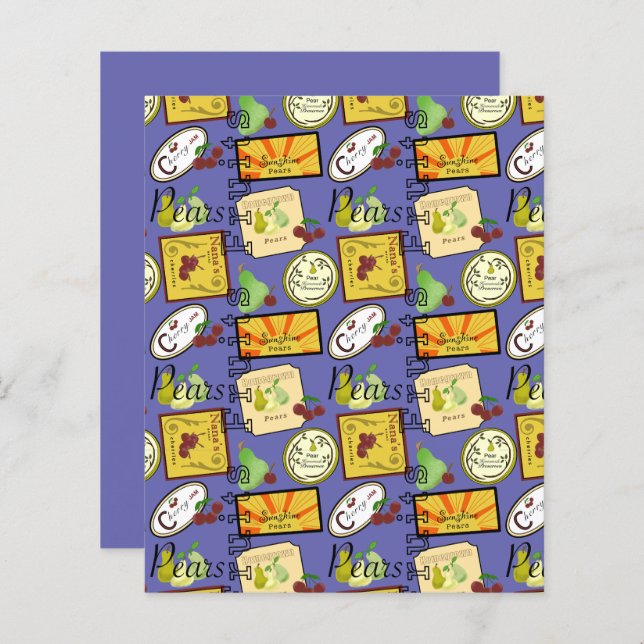 Vintage Labels Orange Yellow Scrapbook Paper (Front/Back)