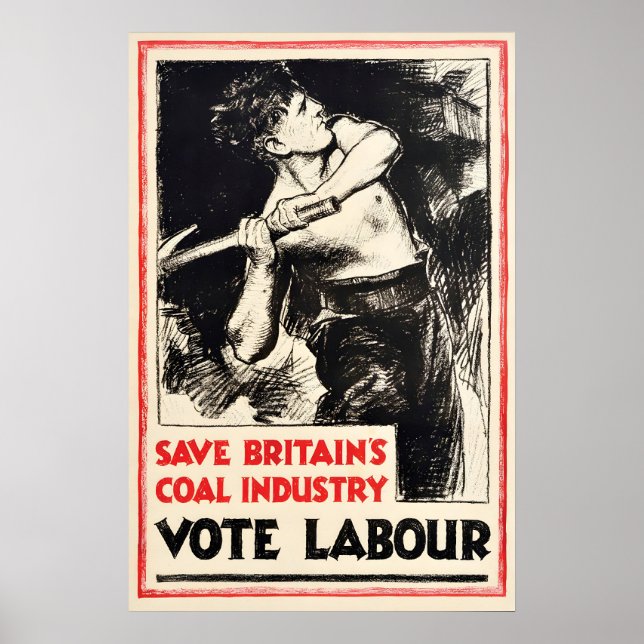 Vintage Labour Party Election Poster Save (Front)