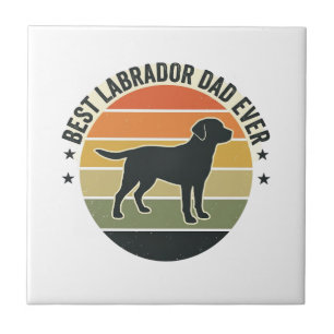 Vintage Labrador Dad Sunset Dog Vector Shirt_1 Ceramic Tile