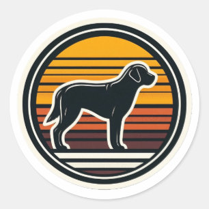 Vintage Labrador Retriever Retro Sunset Dog Sticke Classic Round Sticker