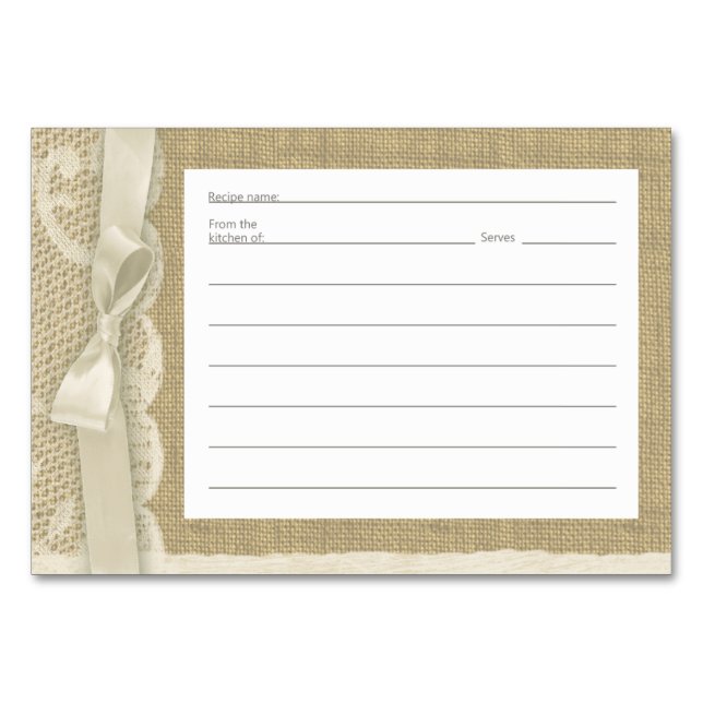 Vintage Lace and Burlap Recipe Cards (Front)