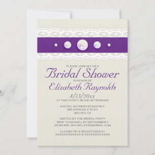 Vintage Lace and Pearl Bridal Shower Invitations