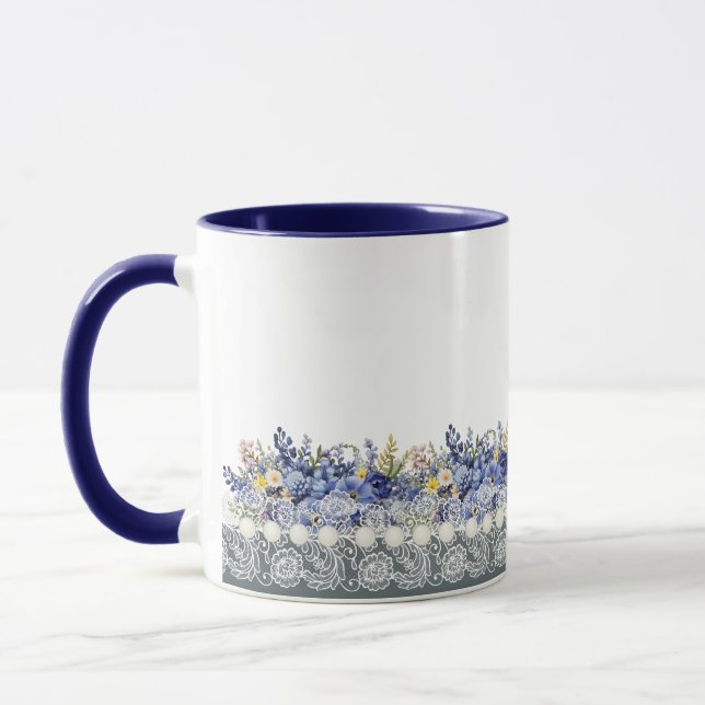 Vintage Lace And Pearls Floral Mug (Left)
