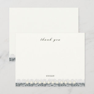 Vintage Lace And Pearls Floral Wedding Blank Thank You Card