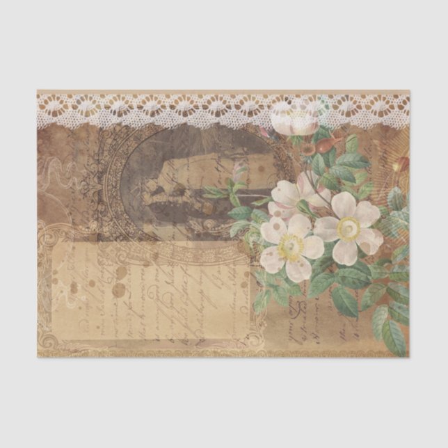 Vintage Lace and Photograph Tissue Paper (Front)