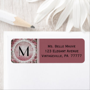 Vintage Lace and Roses Mauve Pink Address Label Return Address Label
