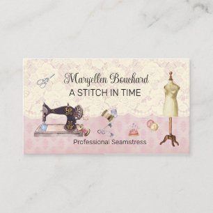 Vintage Lace And Sewing Supplies Seamstress Business Card