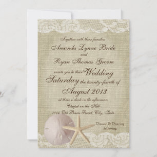 Vintage Lace Beach Wedding Invitation