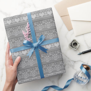 Vintage Lace Blue Pattern For Kids And Decor Wrapping Paper