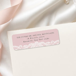 Vintage Lace Blush Pink Wedding Return Address Label